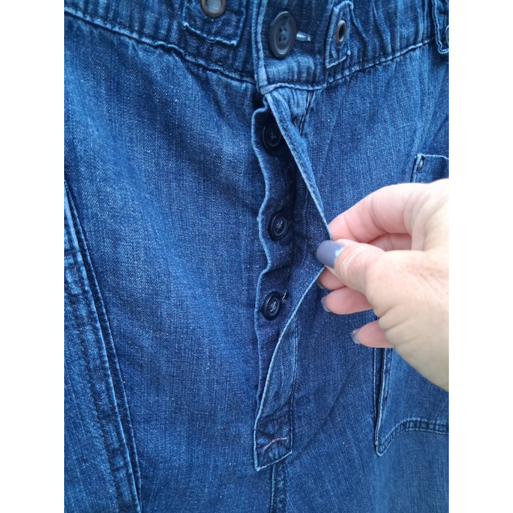 We The Free Blue Wide Leg Elastic Waistband Utility Cargo Jeans Large - Picture 4 of 13
